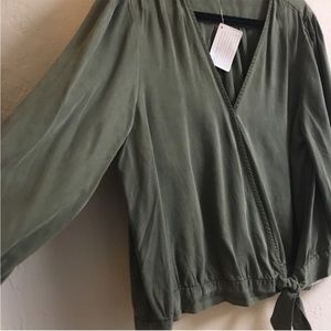 Velvet Heart Blouse Women’s XLarge Green 100% Tencel Super Soft Casual Wrap Top